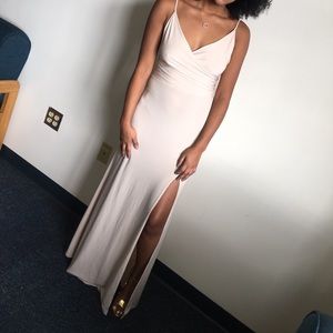 Beige/Tan Long Evening Dress